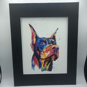 Colorful Doberman Pinscher 11x14 in Art Print